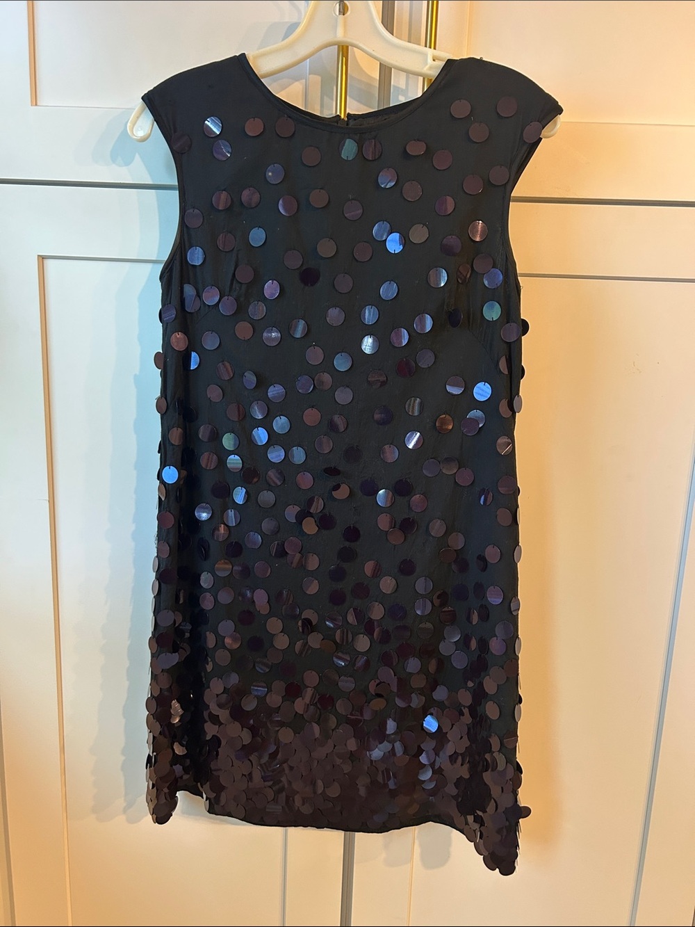 French Connection Black Sequin Mini Dress with Navy iridescent Sequins